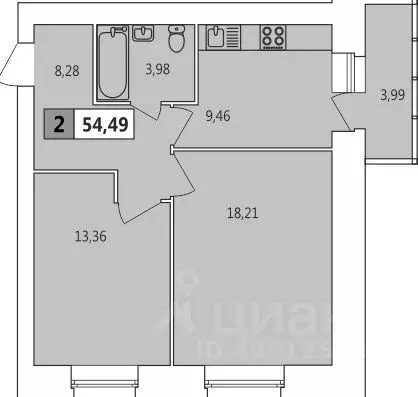 2-к кв. Архангельская область, Архангельск Садовая ул., 48 (53.7 м) - Фото 1