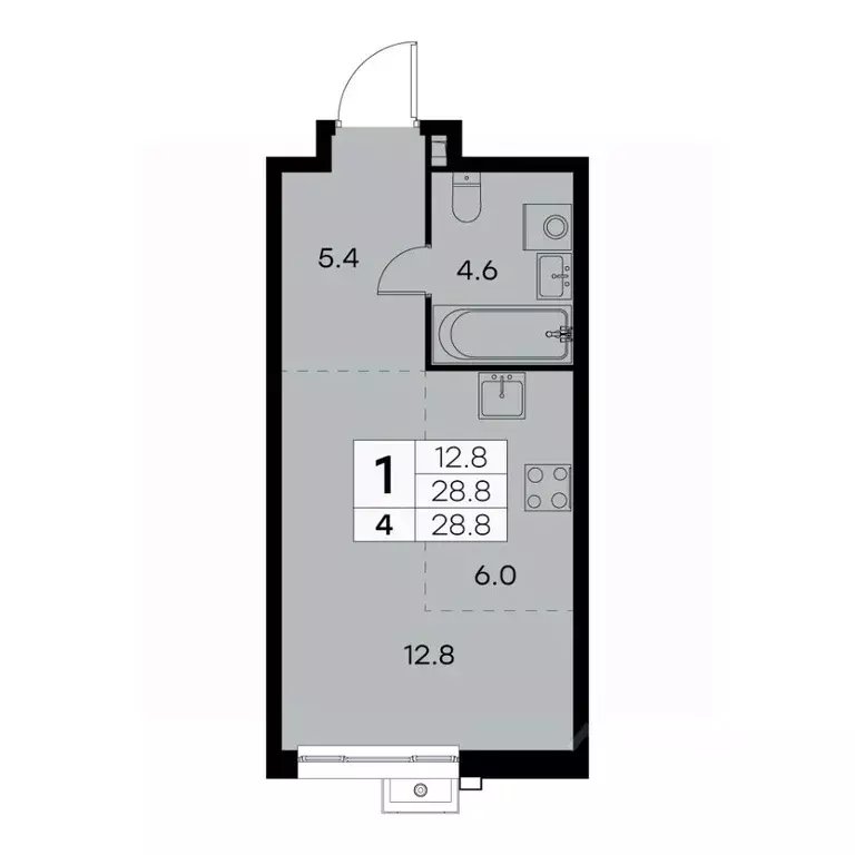 1-к кв. Москва Куркинское ш., 15С3 (28.8 м) - Фото 0