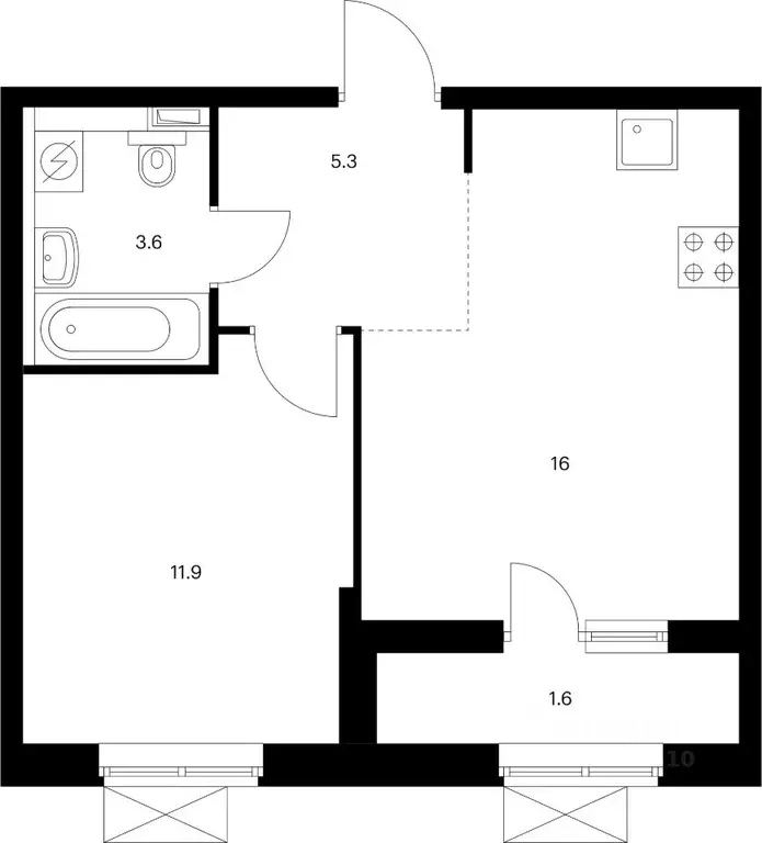 1-к кв. Приморский край, Владивосток Снежный парк жилой комплекс (48.2 ... - Фото 1