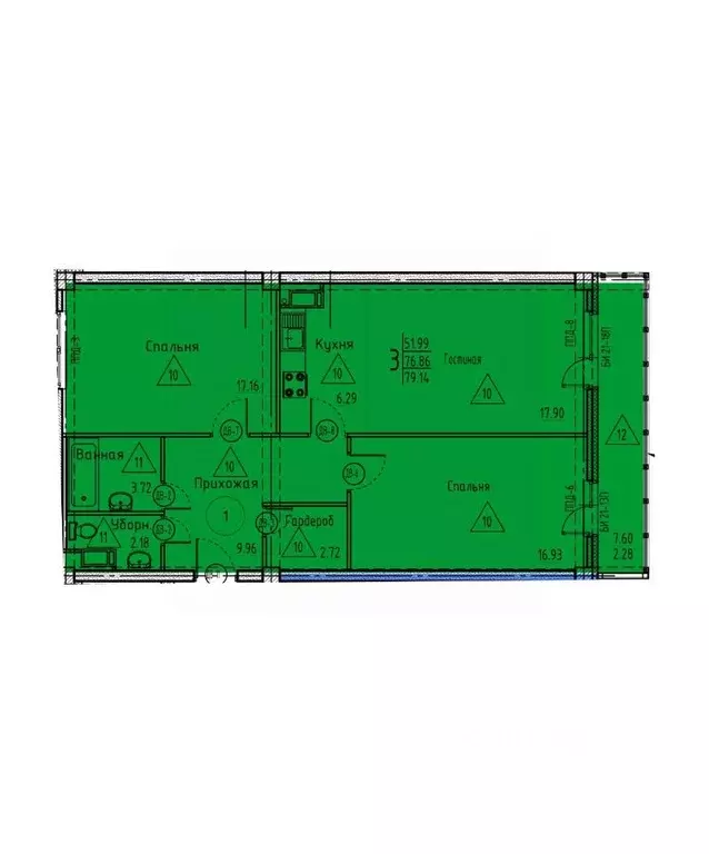 3-к кв. Пензенская область, Пенза ул. Генерала Глазунова, 11 (79.14 м) - Фото 1