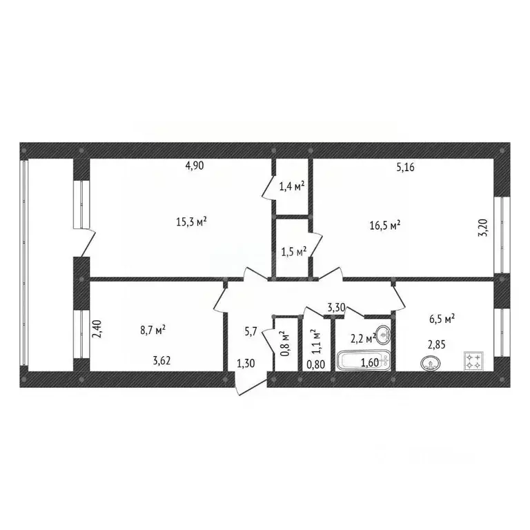3-к кв. Башкортостан, Уфа ул. Братьев Кадомцевых, 11/1 (59.7 м) - Фото 2