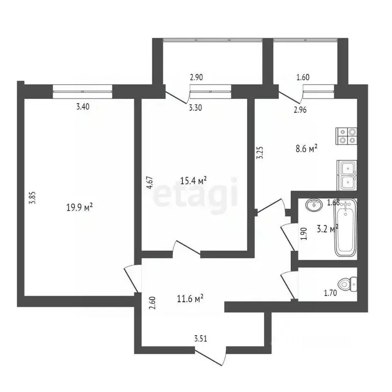 2-к кв. Крым, Симферополь ул. Камская (65.0 м) - Фото 1