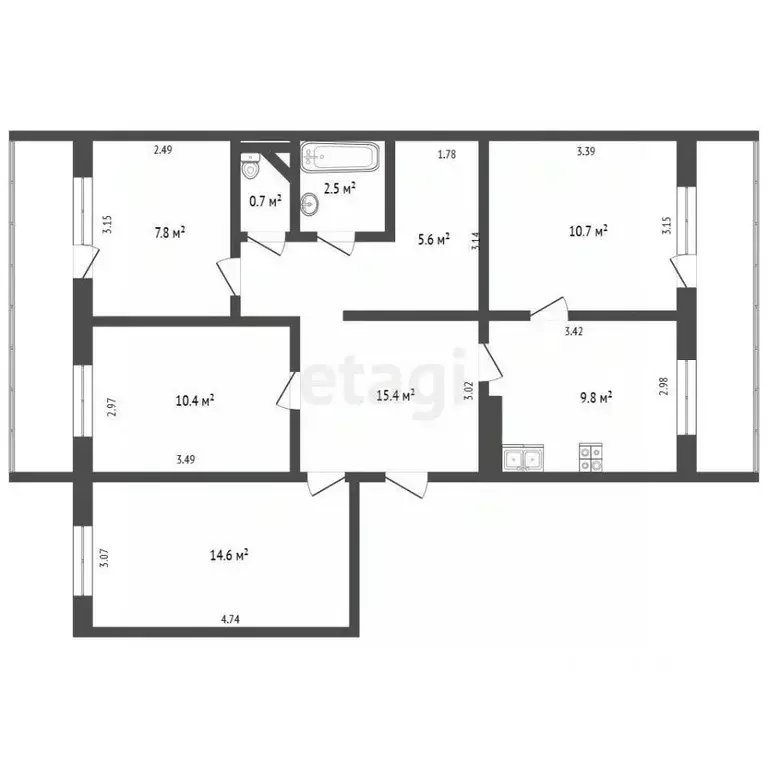 4-к кв. Коми, Усинск ул. Строителей, 6А (77.5 м) - Фото 2