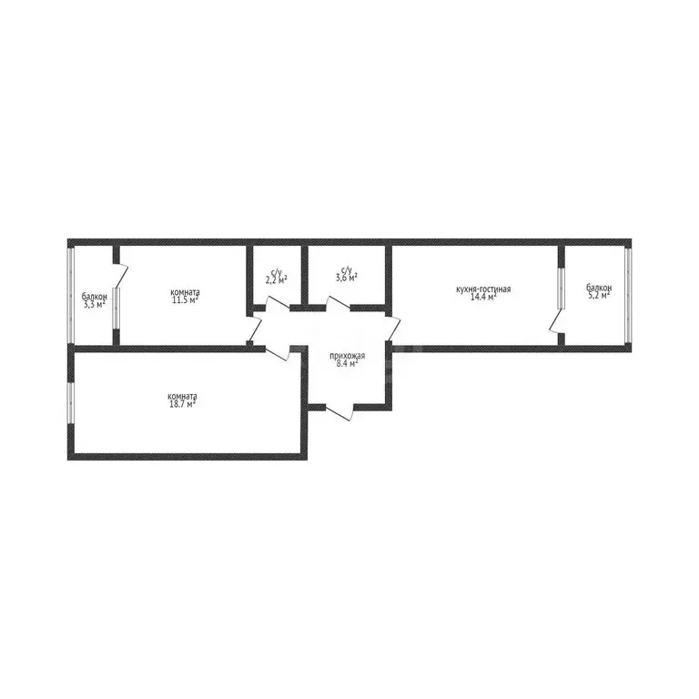 2-комнатная квартира: Краснодар, микрорайон имени Петра Метальникова, ... - Фото 1