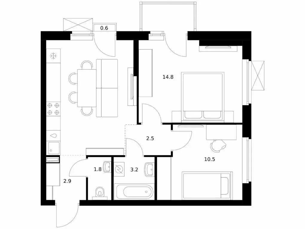 2-комнатная квартира: Казань, ЖК Нокса Парк (54 м) - Фото 0