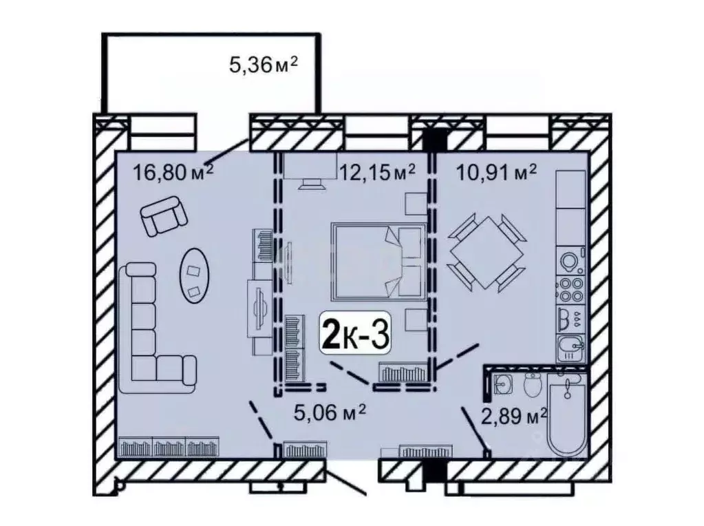 2-к кв. Бурятия, Улан-Удэ 142-й мкр,  (44.7 м) - Фото 2
