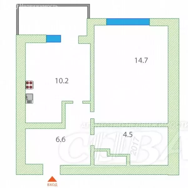 1-комнатная квартира: Тюмень, улица Николая Зелинского, 24 (37 м) - Фото 1