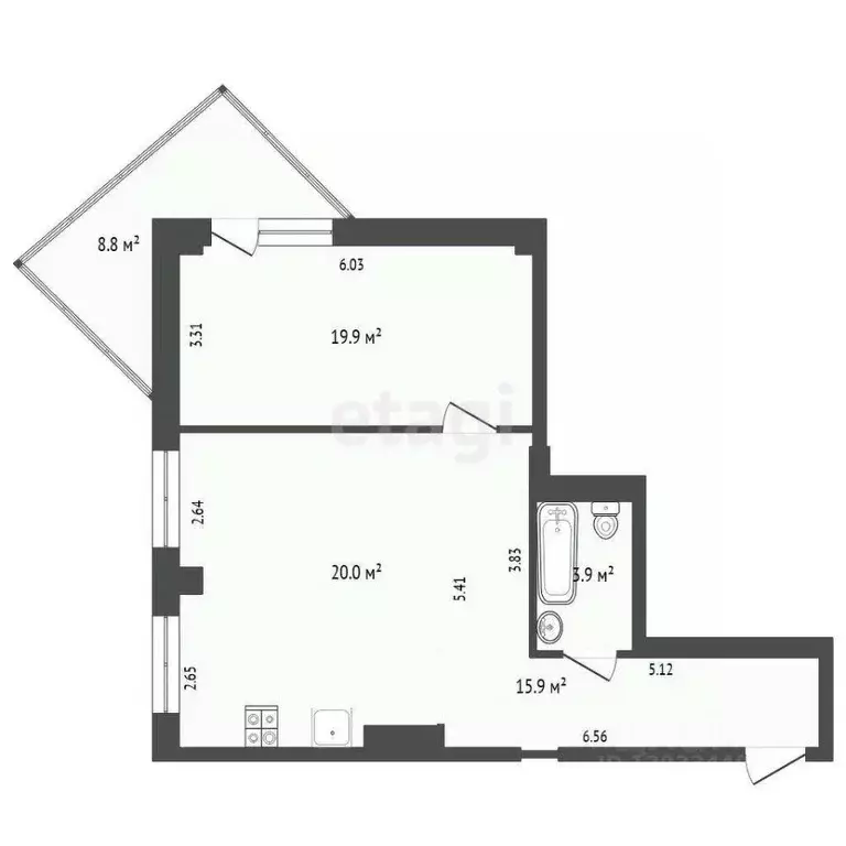 1-к кв. Тюменская область, Тюмень Харьковская ул., 59/5 (62.3 м) - Фото 2