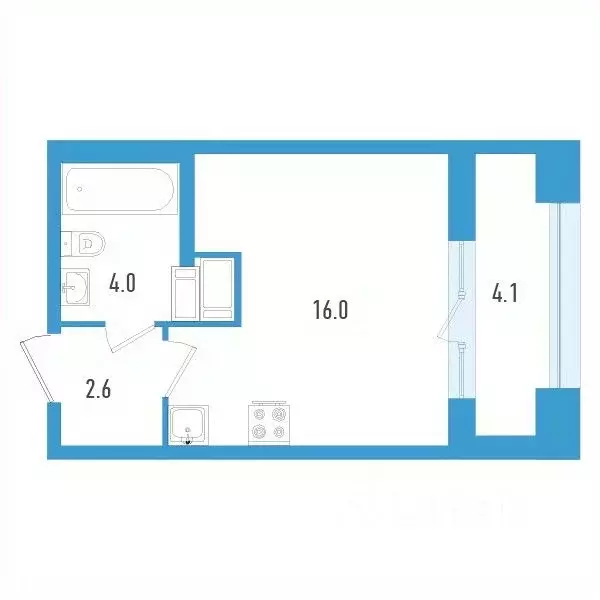 Студия Санкт-Петербург ул. Типанова, 22 (24.7 м) - Фото 0