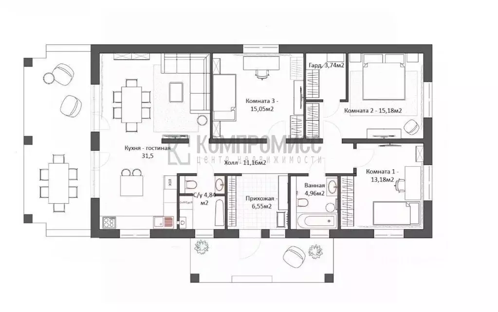 Дом в Адыгея, Тахтамукайский район, Козет аул Центральная ул., 17 (115 ... - Фото 2