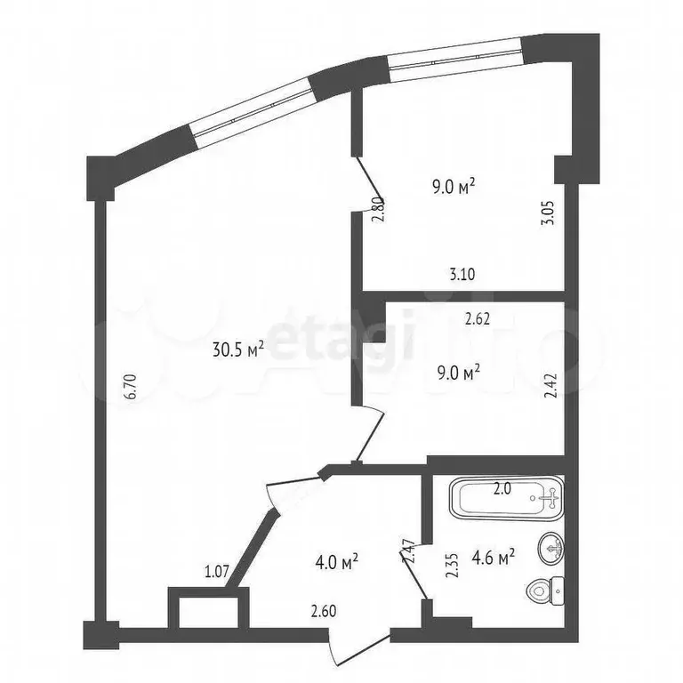 2-к. квартира, 48,1 м, 3/5 эт. - Фото 0