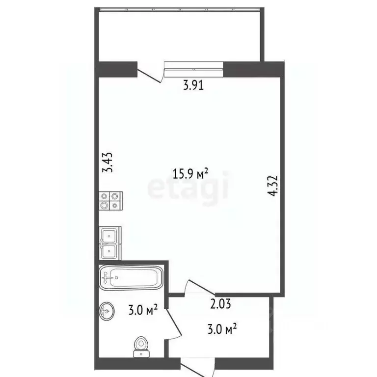 Студия Санкт-Петербург ул. Нахимова, 1 (28.0 м) - Фото 2