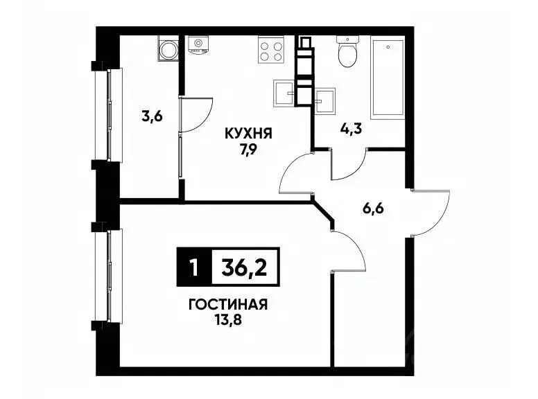 1-к кв. Ставропольский край, Ставрополь ул. Андрея Голуба, 14 (36.2 м) - Фото 0