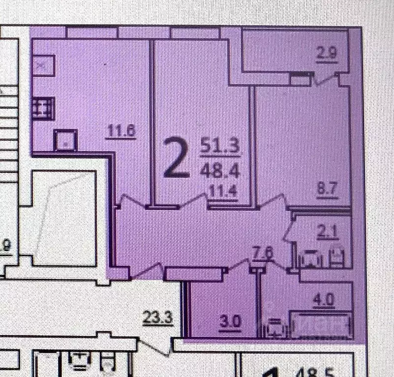 2-к кв. Самарская область, Самара Демократическая ул., 134А (49.2 м) - Фото 2
