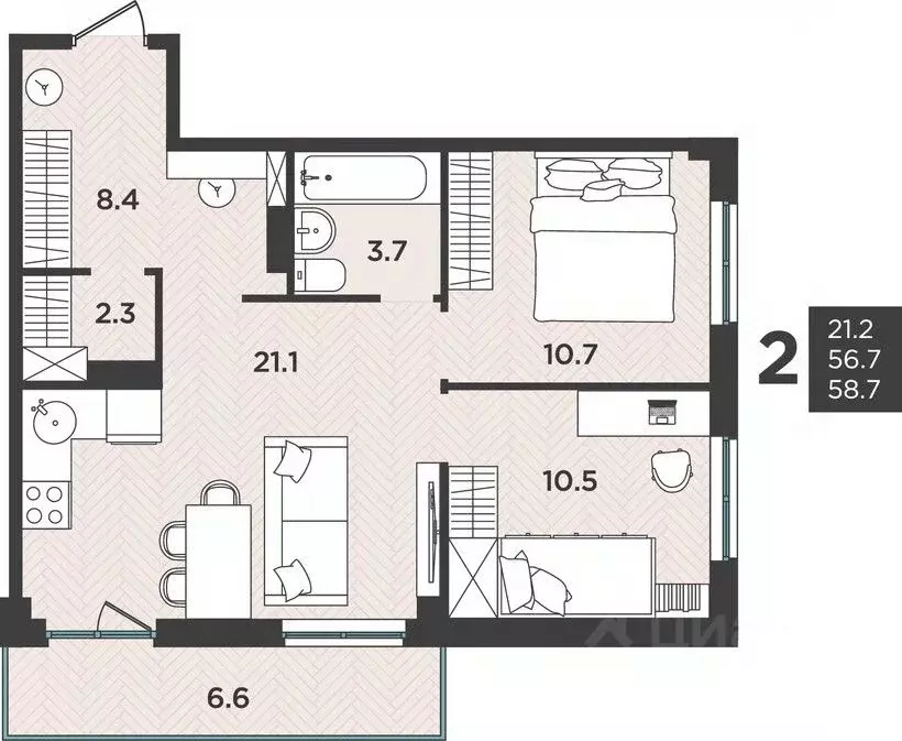 3-к кв. Архангельская область, Северодвинск  (58.7 м) - Фото 0