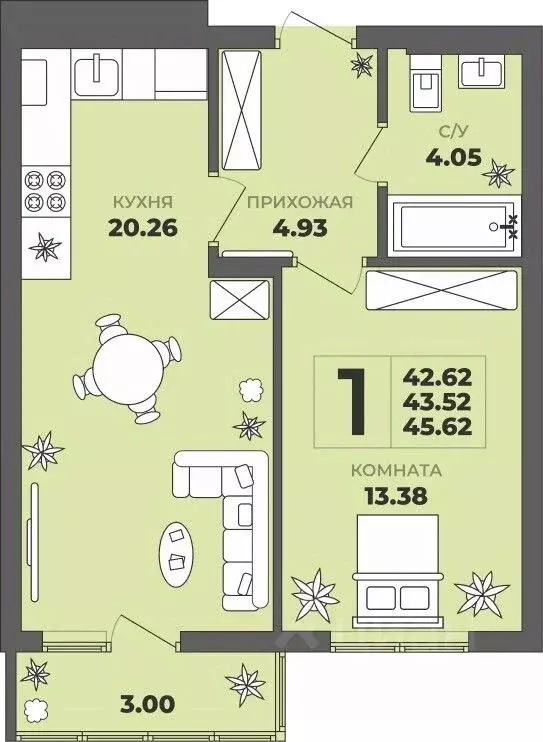 1-к кв. Калининградская область, Калининград ул. Генерала Толстикова, ... - Фото 1