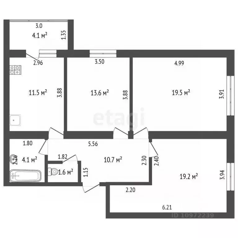 3-к кв. Башкортостан, Стерлитамак ул. Худайбердина, 138А (80.2 м) - Фото 2