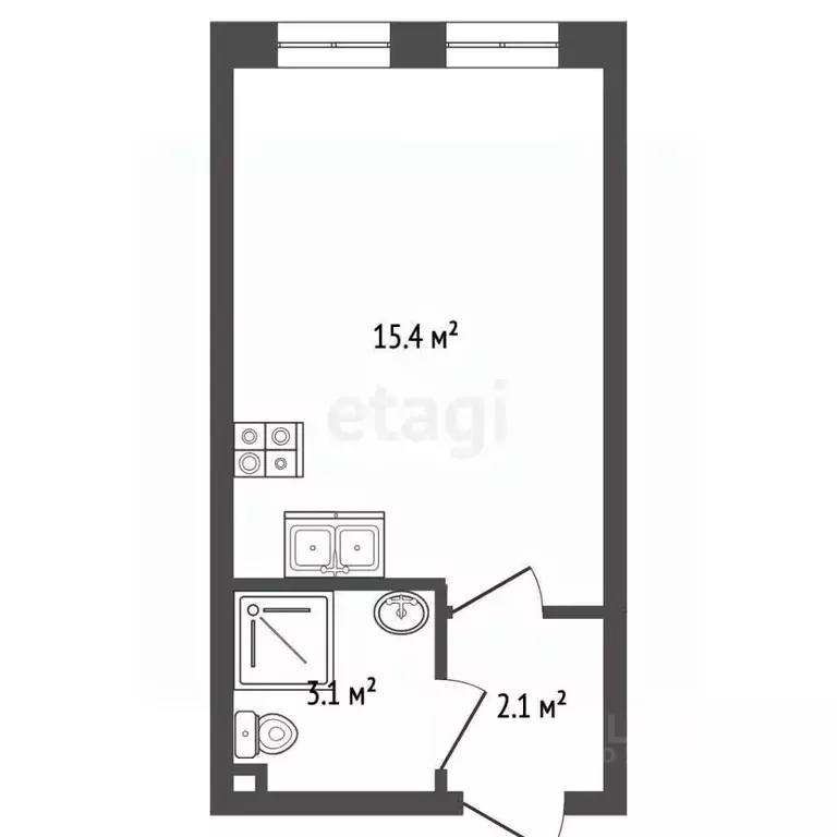 Студия Москва Производственная ул., 25С1 (20.6 м) - Фото 1