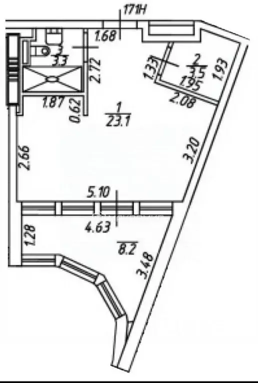 Студия Санкт-Петербург просп. Энергетиков, 2к2 (38.1 м) - Фото 1