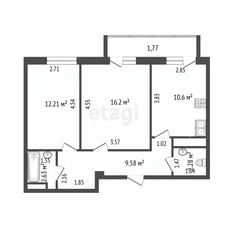 2-к кв. Крым, Саки ул. Набережная (53.8 м) - Фото 0