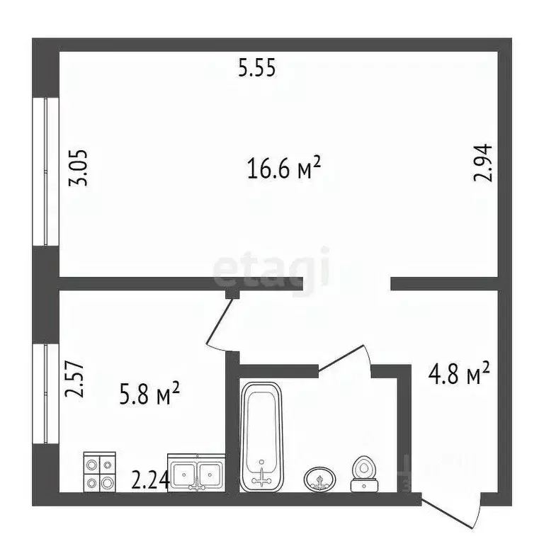 1-к кв. Московская область, Подольск Парковая ул., 11А (30.1 м) - Фото 1