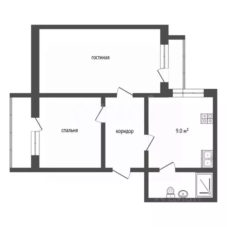 2-к кв. Тюменская область, Тюмень ул. 50 лет Октября, 62а (52.8 м) - Фото 1