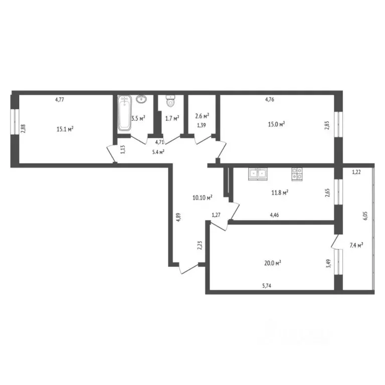 3-к кв. Тюменская область, Тюмень Широтная ул., 134 (86.0 м) - Фото 1