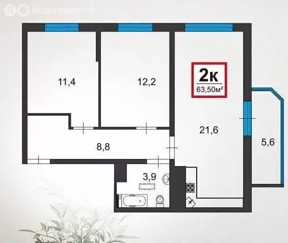 2-комнатная квартира: Анапа, Анапское шоссе, 32к6 (64 м) - Фото 0