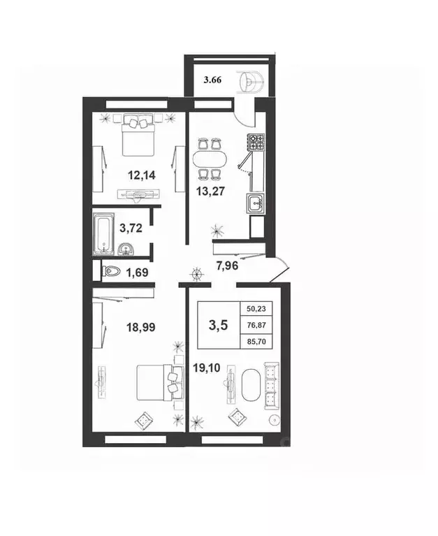 3-к кв. Новгородская область, Великий Новгород ул. Якова Павлова, 15 ... - Фото 1