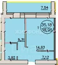 1-к кв. Новосибирская область, Новосибирск ул. Титова, 253/7 (38.39 м) - Фото 2