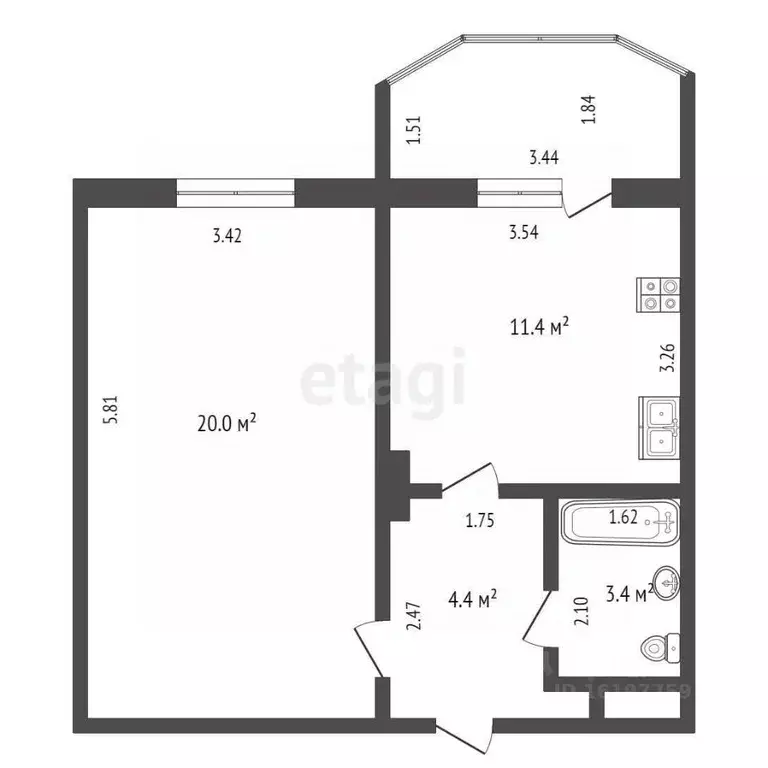 1-к кв. Саха (Якутия), Якутск ул. Пушкина, 23 (41.0 м) - Фото 1