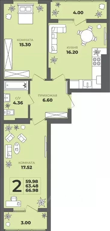 2-к кв. Калининградская область, Калининград ул. Генерала Толстикова, ... - Фото 1