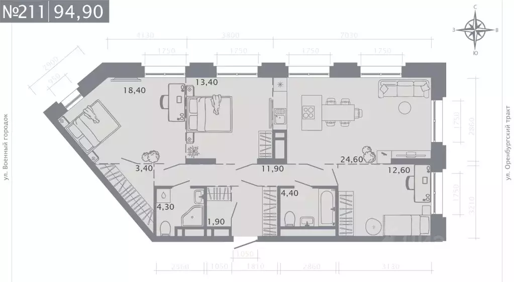 3-к кв. Татарстан, Казань Первомайский жилмассив, Оригана жилой ... - Фото 1