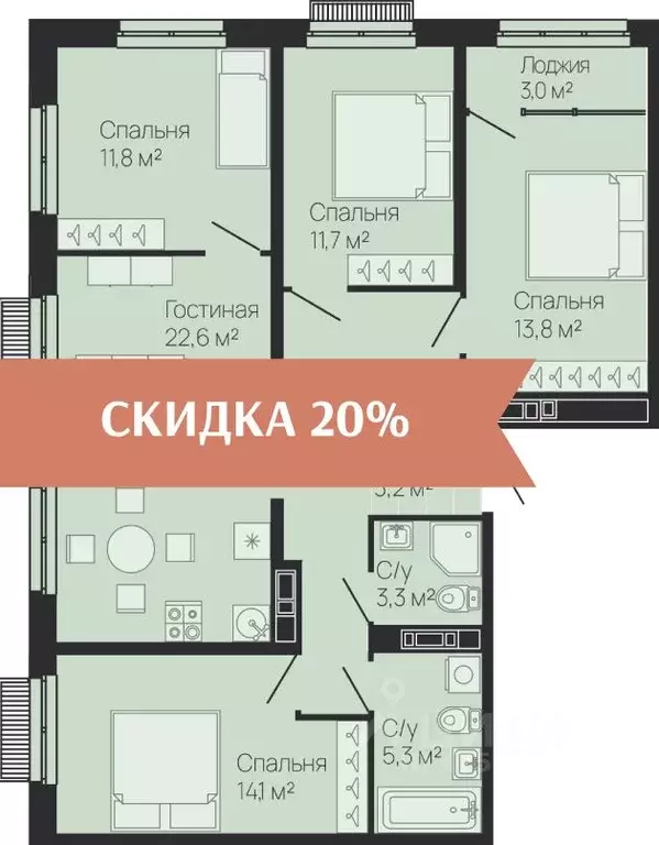 4-к кв. Нижегородская область, Нижний Новгород ул. Белинского, 23 ... - Фото 1