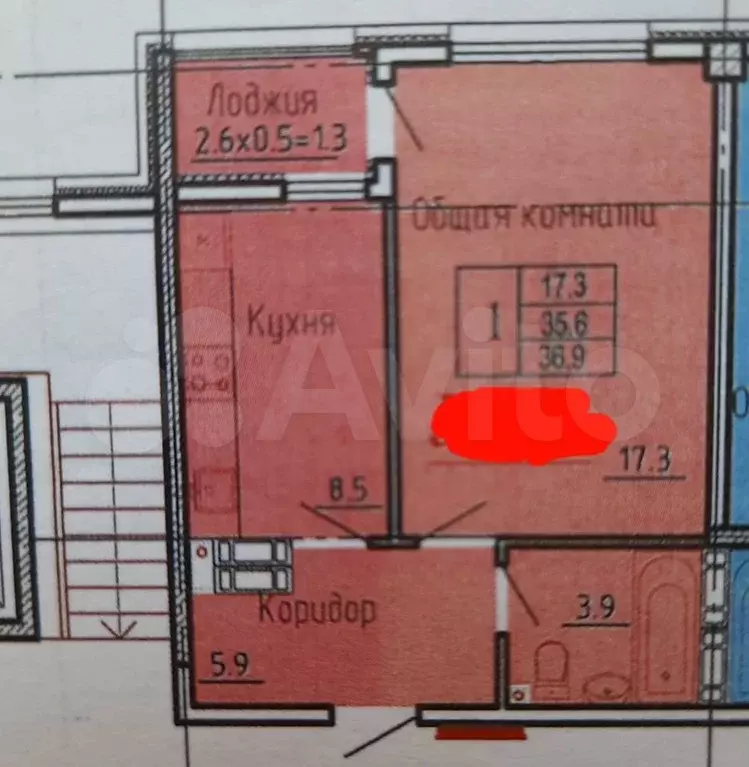 1-к. квартира, 36,9 м, 7/8 эт. - Фото 0