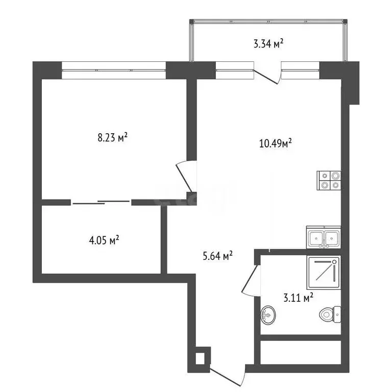 1-комнатная квартира: Тюмень, Причальная улица, 7 (34.8 м) - Фото 1