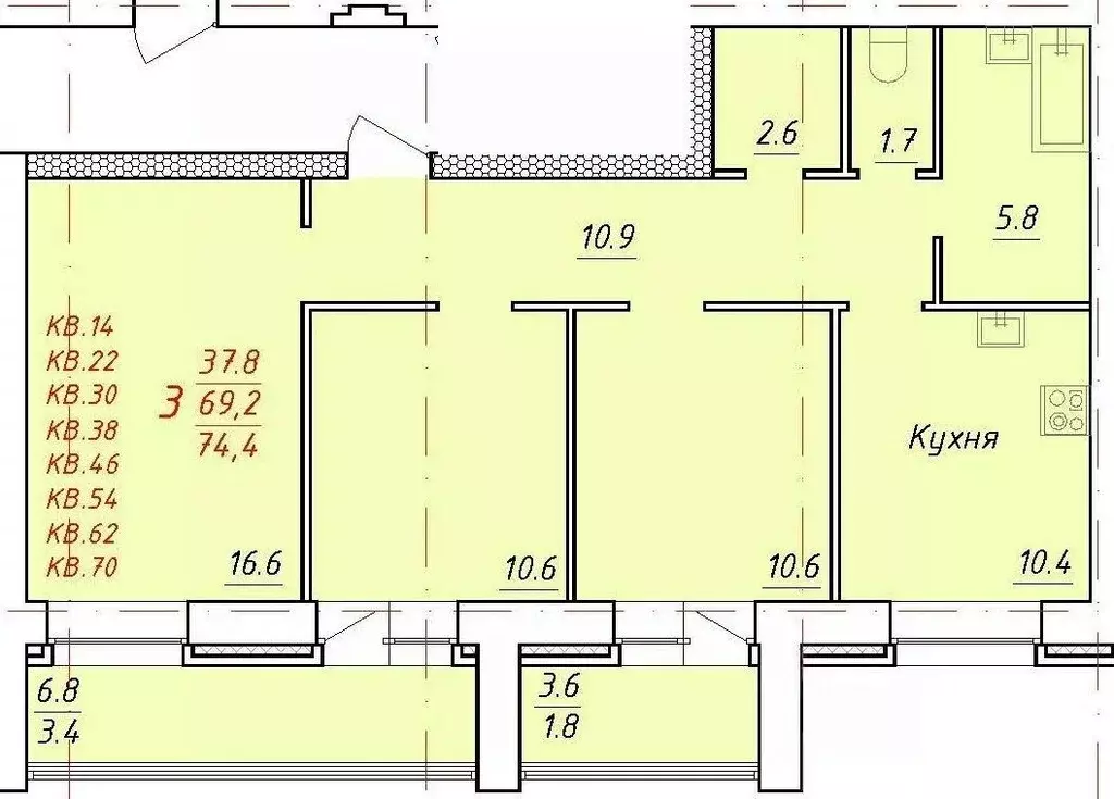 3-к кв. Алтайский край, Новоалтайск Индустриальная ул., 18 (74.4 м) - Фото 0