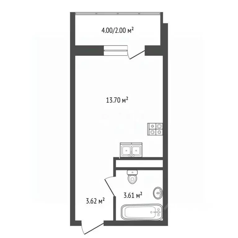 Студия Краснодарский край, Темрюк Дальняя ул., 30/1 (22.9 м) - Фото 2