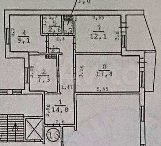 3-к. квартира, 65,5 м, 4/9 эт. - Фото 0