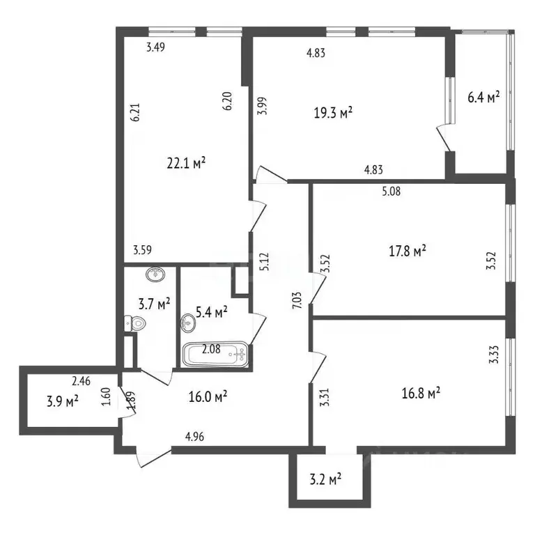 3-к кв. Санкт-Петербург Малая Митрофаньевская ул., 8к1 (108.2 м) - Фото 2