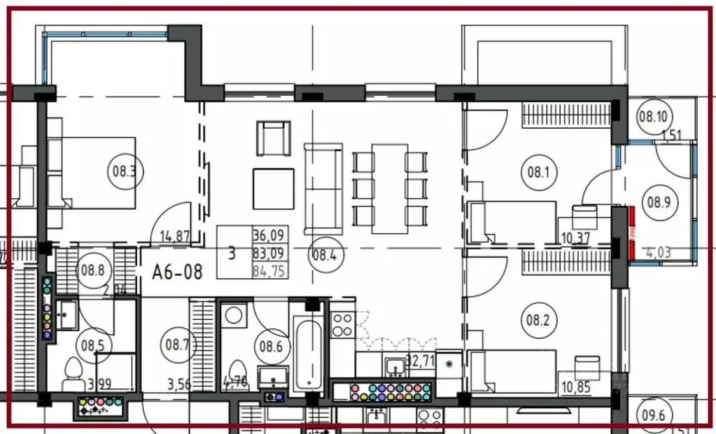 3-к кв. Курганская область, Курган Солнечный бул., 30 (85.3 м) - Фото 2