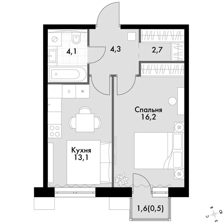 1-комнатная квартира: Владивосток, Первореченский район, микрорайон ... - Фото 2