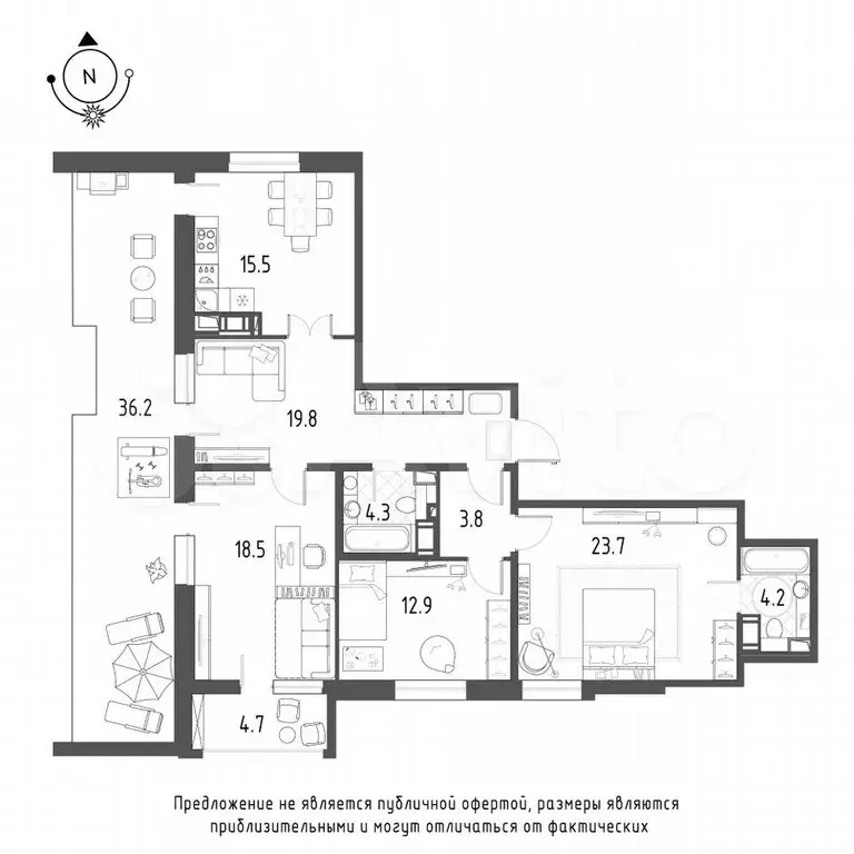3-к. квартира, 116 м, 8/9 эт. - Фото 0