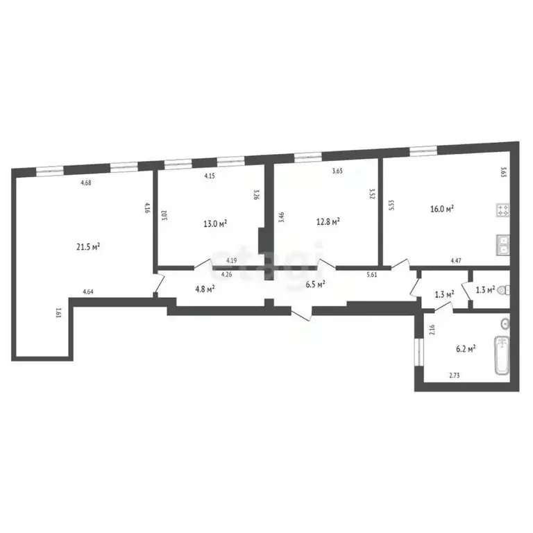 3-к кв. Санкт-Петербург ул. Пестеля, 25 (83.4 м) - Фото 2