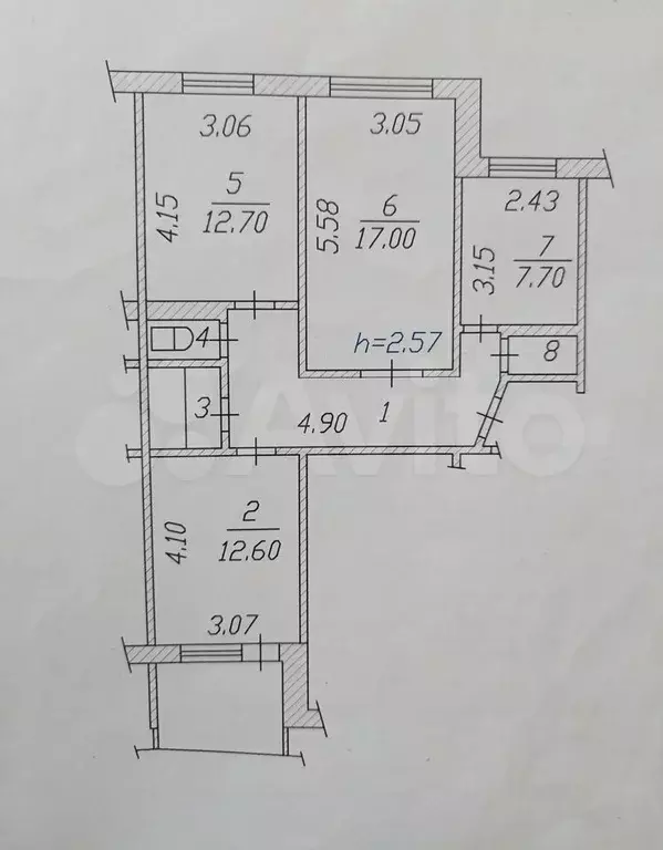 3-к. квартира, 70,5 м, 7/9 эт. - Фото 0