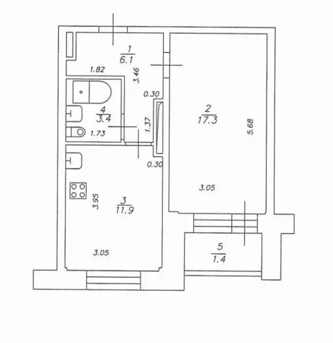 1-к кв. Татарстан, Казань Минская ул., 45 (40.1 м) - Фото 2