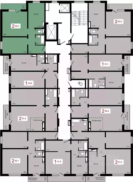 2-к кв. Красноярский край, Красноярск Аральская ул., 41 (56.3 м) - Фото 1