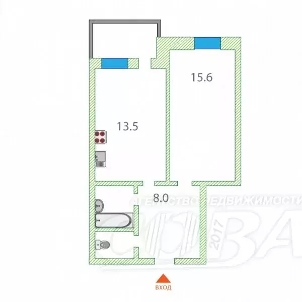 1-комнатная квартира: Тюмень, улица Бориса Житкова, 4 (41 м) - Фото 1