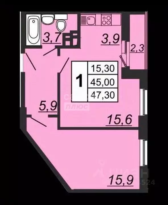 1-к кв. Челябинская область, Челябинск ул. Курчатова, 11 (45.3 м) - Фото 2