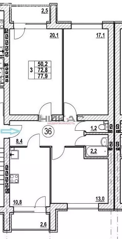 3-комнатная квартира: посёлок Красный Бор, Сосновый проезд, 5 (75.4 м) - Фото 1
